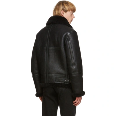 Shop Acne Studios Black Shearling Aviator Jacket