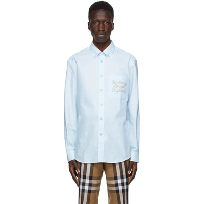 Shop Burberry Blue Oxford Cadford Classic Shirt In Pale Blue