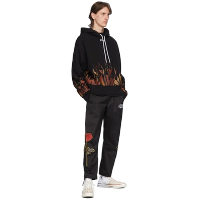 Shop Palm Angels Black Tiger Flames Hoodie