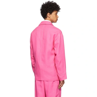 Shop Jacquemus Pink La Veste Cavaou Blazer