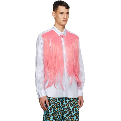 Shop Comme Des Garçons Homme Deux White & Pink Hair Shirt In 2 Whblpnk
