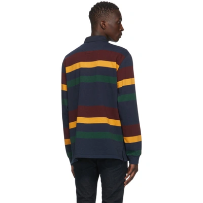 Shop Etro Multicolor Striped Long Sleeve Polo In 200 Navy