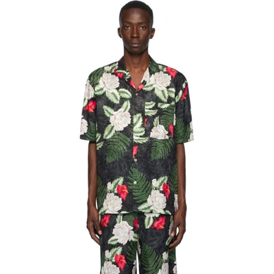 Shop Gucci Black & Green Dream Print Shirt In Black/green