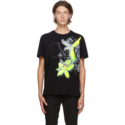 Shop Valentino Black Vlogo Mural Jungle T-shirt In A2a Mural J