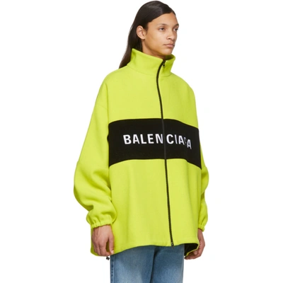 Shop Balenciaga Yellow Wool Logo Zip-up Jacket In 7204 Fluo