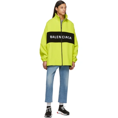 Shop Balenciaga Yellow Wool Logo Zip-up Jacket In 7204 Fluo