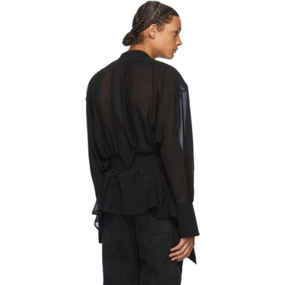Shop Mugler Black Chiffon Wrap Shirt In 1999 Black