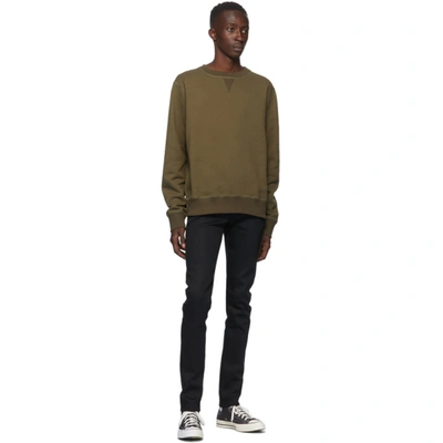 Shop Naked And Famous Green Heavyweight Terry Crewneck In Hunter