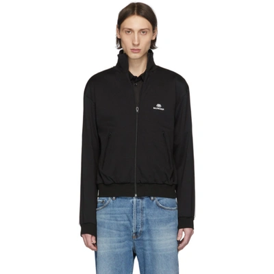 Shop Balenciaga Black Logo Track Jacket In 1070 Bkwht