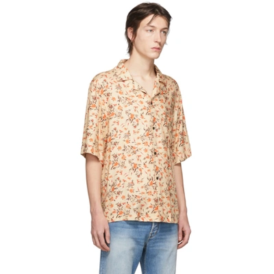 Shop Acne Studios Orange Flower Print Shirt