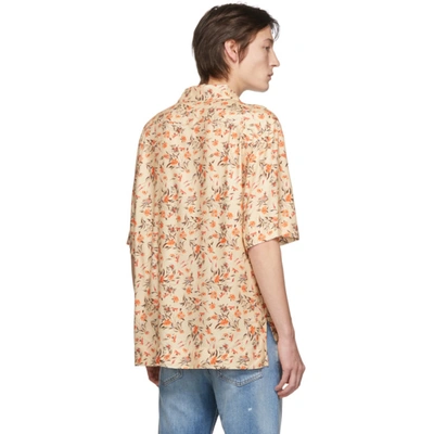 Shop Acne Studios Orange Flower Print Shirt