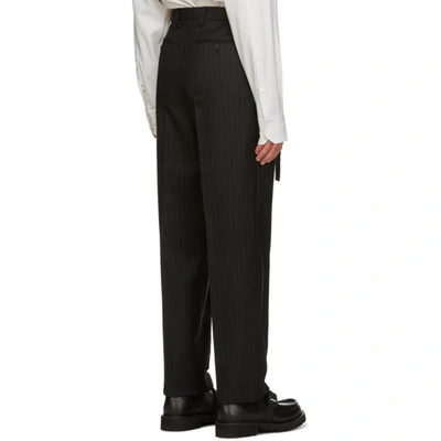 Shop Valentino Black & Grey Wool Pinstripe Trousers In G51 Nero/gr