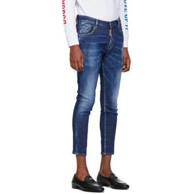 Shop Dsquared2 Blue Basic Dark Wash Skater Jeans In 470 Blue