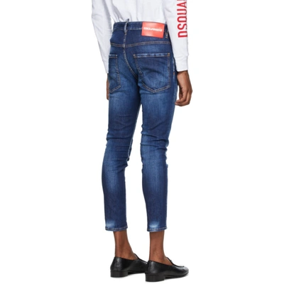 Shop Dsquared2 Blue Basic Dark Wash Skater Jeans In 470 Blue