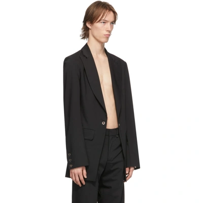 Shop Ludovic De Saint Sernin Black Wool Eyelet Suit Blazer