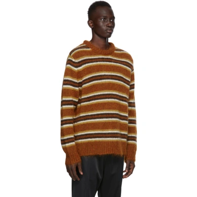 Shop Cmmn Swdn Brown Mohair Striped Sigge Sweater In Brownstripe