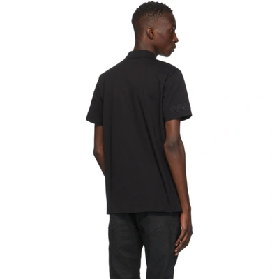 Shop Balmain Black Embossed Logo Sleeve Polo In 0pa Noir