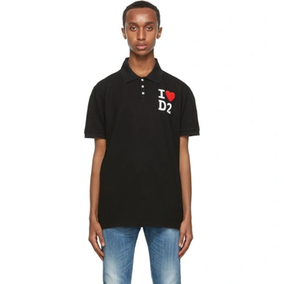 Shop Dsquared2 Black Tennis Fit Polo In 900 Black