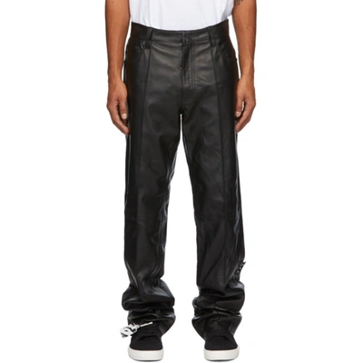 Shop Off-white Black Leather Formal Pants In 1000 Black