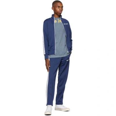 Shop Palm Angels Blue Classic Slim Track Pants In Blue White