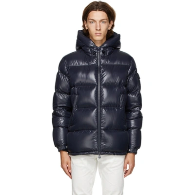 Shop Moncler Navy Down Ecrins Jacket In 742 Blue