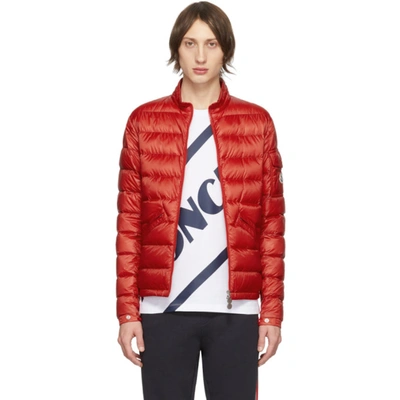 Shop Moncler Red Down Agay Jacket In 448 Red