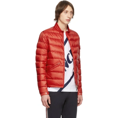 Shop Moncler Red Down Agay Jacket In 448 Red