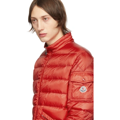 Shop Moncler Red Down Agay Jacket In 448 Red