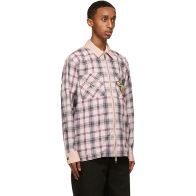 Shop Burberry Pink Check Hannington Varsity Shirt In Frosted Pin