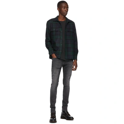 Shop Nudie Jeans Navy & Green Wool Sten Blackwatch Shirt In Multi