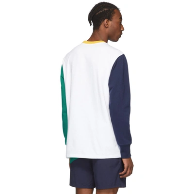 Shop Aimé Leon Dore Aime Leon Dore White And Green Colorblocked Long Sleeve T-shirt In Wht Multi