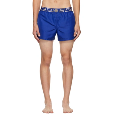 Shop Versace Blue Medusa Swim Shorts In A85k Blue