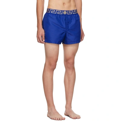 Shop Versace Blue Medusa Swim Shorts In A85k Blue