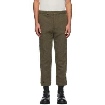 Shop Haider Ackermann Khaki Wool And Linen Calhoun Trousers