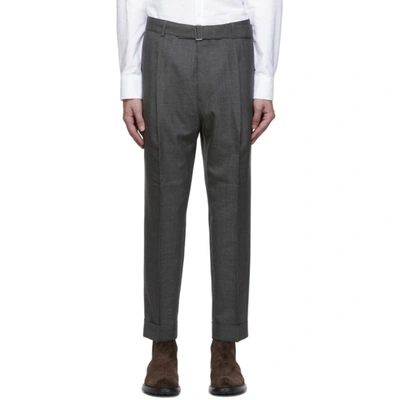 Shop Officine Generale Grey Wool Hugo Trousers In Midgrey