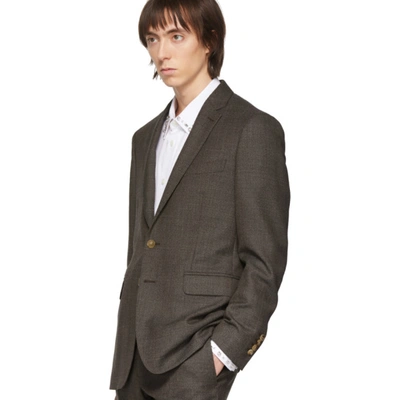 Shop Burberry Ssense Exclusive Brown Wool Check Suit In Drk Brown