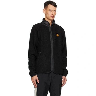 Shop Kenzo Black Lightweight Fleece Zip-up In 99 Black