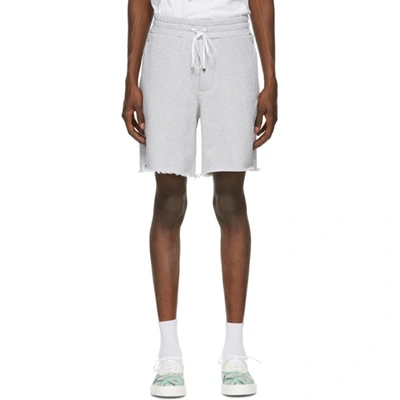 Shop Amiri Grey Logo Core Sweat Shorts In Heath Grey