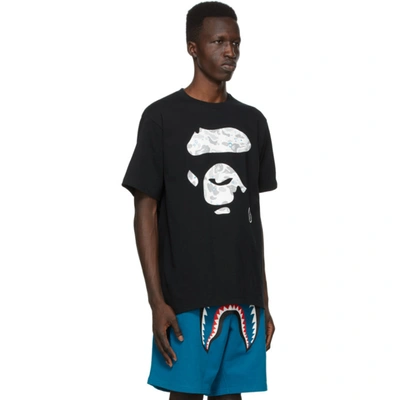 Shop Bape Black Camo Ape Face Space T-shirt In Blk