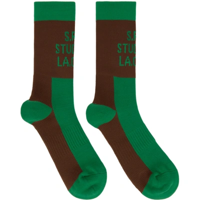 Shop S.r. Studio. La. Ca. Green And Brown Contrast Socks In 316 Green/b