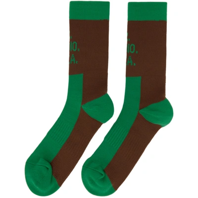 Shop S.r. Studio. La. Ca. Green And Brown Contrast Socks In 316 Green/b
