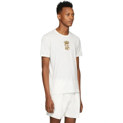 Shop Dolce & Gabbana Dolce And Gabbana White Embroidered Logo T-shirt In W0111 White