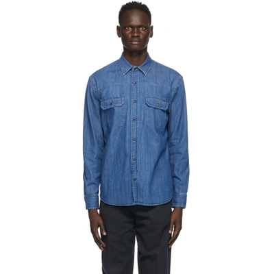 Shop Ermenegildo Zegna Blue Denim Shirt In 002 Denim