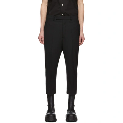 Shop Rick Owens Black Wool Astaires Cropped Trousers In 09 Blk