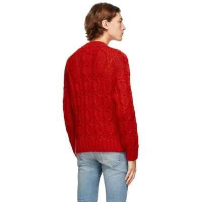 Shop Saint Laurent Red Cable Knit Sweater In 6442 Red