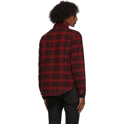 Shop Saint Laurent Red Plaid Classic Western Jacket In 9703 Redpla