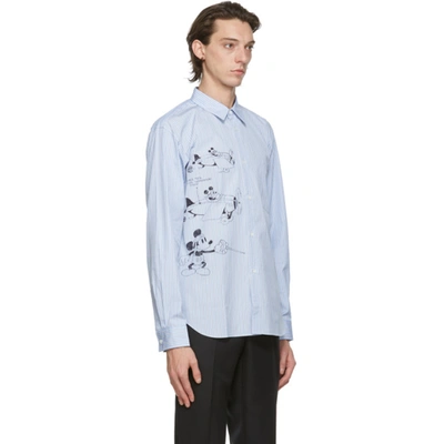 Shop Comme Des Garçons Homme Deux Comme Des Garcons Homme Deux Blue And White Disney Edition Striped Printed Shirt In 1 Sax/white