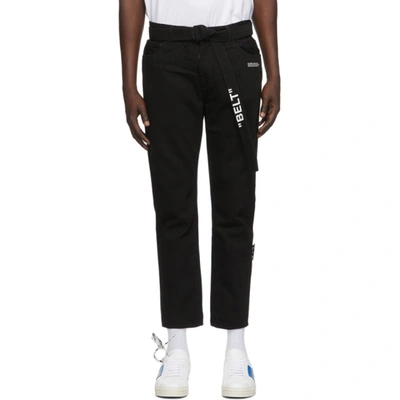 Shop Off-white Black Slim Low Crotch Jeans In 1001 Blkwhi