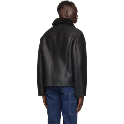 Shop Maison Margiela Black Leather Shearling Jacket In 900 Black