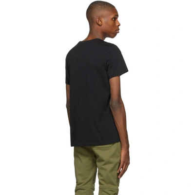 Shop Balmain Black Bi-color Flocked Logo T-shirt In 0pa Noir